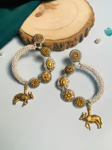 ABDESIGNS Gold-Plated Stone Studded Drop Earrings