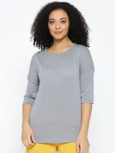 Vero Moda Women Grey Solid High-Low Top