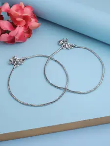 VIRAASI Set Of 2 Silver-Plated Anklets