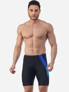 VELOZ Men Colourblocked Jammer Mid Rise Swim Shorts