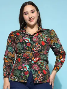 KALINI Floral Printed Puffed Sleeves Casual Shirt