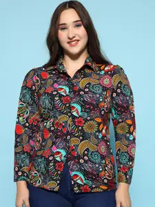 KALINI Plus Size Floral Printed Casual Shirt
