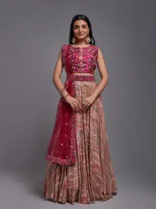 KALINI Embroidered Semi-Stitched Lehenga & Unstitched Blouse With Dupatta
