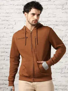 NOBERO Hooded Fleece Front Open Sweatshirt