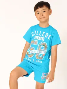 BONKIDS Boys Printed Pure Cotton T-shirt With Shorts