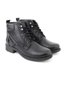 LEFORE Women Mid-Top Leather Regular Boots