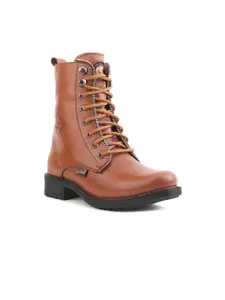 LEFORE Women Leather Mid-Top Regular Boots