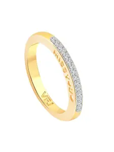 Vighnaharta Gold-Plated Cubic Zirconia Adjustable Finger Ring