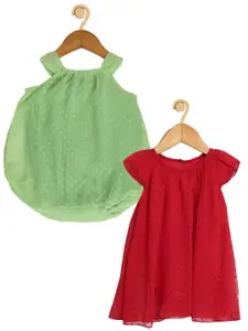 Creative Kids Infants Pack Of 2 Self Design A-Line Dresses