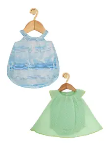 Creative Kids Infant Girls Pack Of 2 Floral Printed Round Neck A-Line Midi Dress