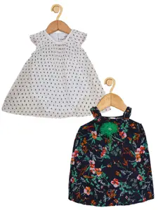 Creative Kids Infant Girls Pack Of 2 Floral Printed Shoulder Straps A-Line Dress