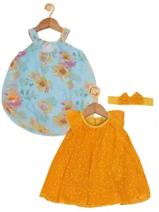 Creative Kids Infants Girls Pack Of 2 Floral Printed Romper A Line Dresses