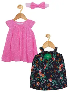 Creative Kids Infants Girls Pack Of 2 Floral Printed Romper A Line Dresses