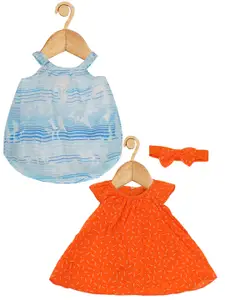 Creative Kids Infants Girls Pack Of 2 Abstract Printed Romper A Line Dresses