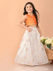 LilPicks Girls Woven Design Silk Ready To Wear Lehenga & Blouse