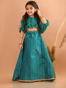 LilPicks Girls Embossed Flared Ready to Wear Lehenga & Choli