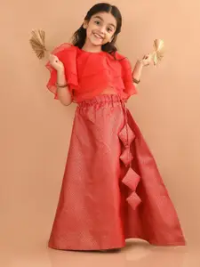 LilPicks Girls Silk Zari Ready To Wear Lehenga & Blouse