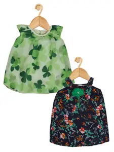 Creative Kids Infants Pack Of 2 Floral Printed A-Line Dress With Attached Bodysuit