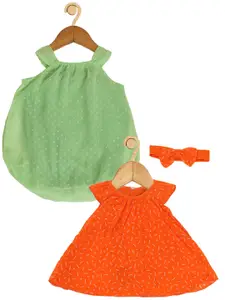 Creative Kids Girls Pack of 2 Self Design A-Line Dress