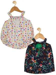 Creative Kids Infants Pack Of 2 Floral Printed A-Line Dress With Attached Bodysuit