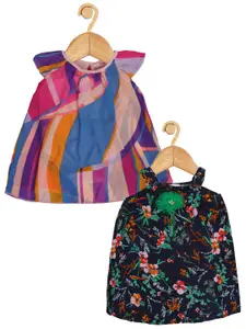 Creative Kids Infant Girls Pack Of 2 Floral Printed Shoulder Straps A-Line Dress
