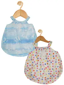 Creative Kids Infants Pack Of 2 Polka Dot Printed A-Line Dress With Attached Bodysuit