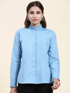 KALINI Stand Collar Cotton Casual Shirt