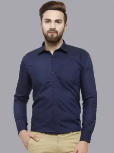 JAINISH Men Navy Blue Classic Slim Fit Solid Formal Shirt