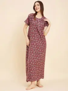 Sweet Dreams Rose Floral Printed Cotton Maxi Nightdress