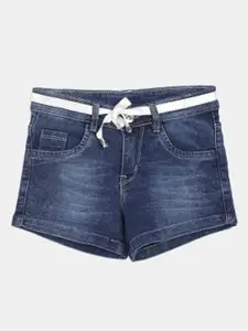 V-Mart Girls Mid-Rise Washed Cotton Denim Shorts