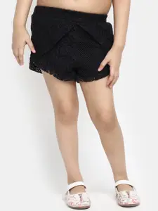 V-Mart Girls Self Design Mid-Rise Cotton Shorts
