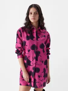 The Souled Store Pure Cotton Mickey Mouse Printed Shirt Dress