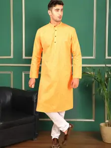 TATTVA Band Collar Long Sleeve Cotton Straight Kurta Set