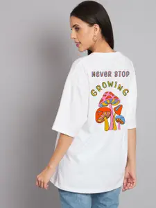 Imsa Moda Graphic Printed Drop-Shoulder Sleeve Cotton T-shirt
