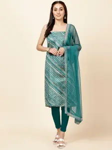 Meena Bazaar Ethnic Motifs Printed Gotta Patti Unstitched Dress Material