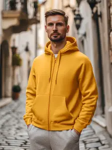 Nobero Men Zipper Hooded Sweatshirt