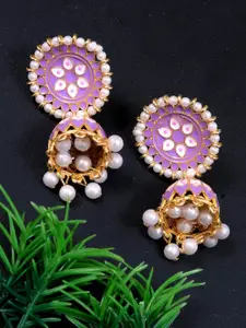 Crunchy Fashion Floral Dome Shaped Copper-Plated Jhumkas Earrings