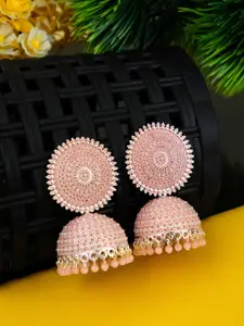 Crunchy Fashion Silver-Plated Dome Shaped Jhumkas Earrings