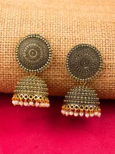 Crunchy Fashion Gold-Plated Dome Shaped Jhumkas Earrings