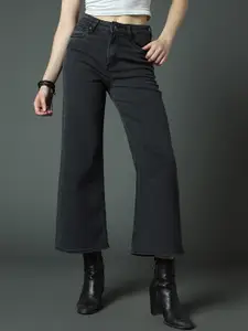High Star Women Clean Look Wide Leg High-Rise Stretchable Jeans
