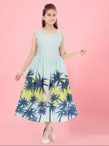 Aarika Tropical Printed Smocked Fit & Flare Midi Dress
