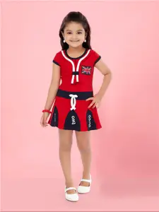 Aarika Girls Typography Printed Cap Sleeves A-Line Mini Dress