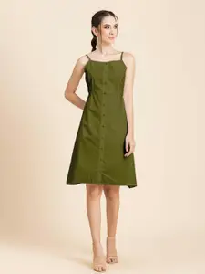 Moomaya Shoulder Straps Cotton A-Line Dress