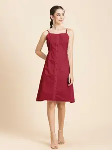 Moomaya Shoulder Straps Cotton A-Line Dress