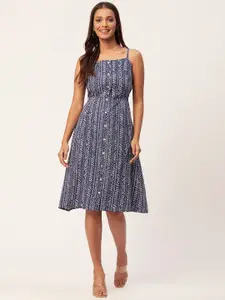 Moomaya Floral Printed Shoulder Straps Cotton A-Line Dress