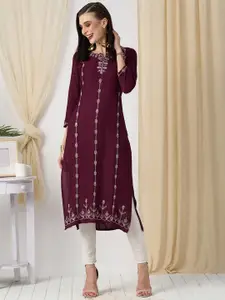 ZOLA Floral Embroidered Sequinned Straight Kurta