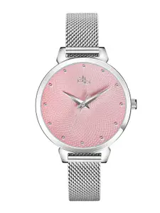 DressBerry Women Stainless Steel Bracelet Style Straps Analogue Watch DB-010-Pink