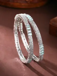 Estele Set Of 2 Rhodium Plated & AD Studded Bangle