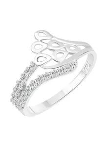 Vighnaharta Rhodium Plated & CZ Studded Finger Ring