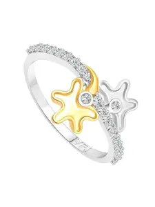 Vighnaharta Rhodium Plated & CZ Studded Finger Ring
